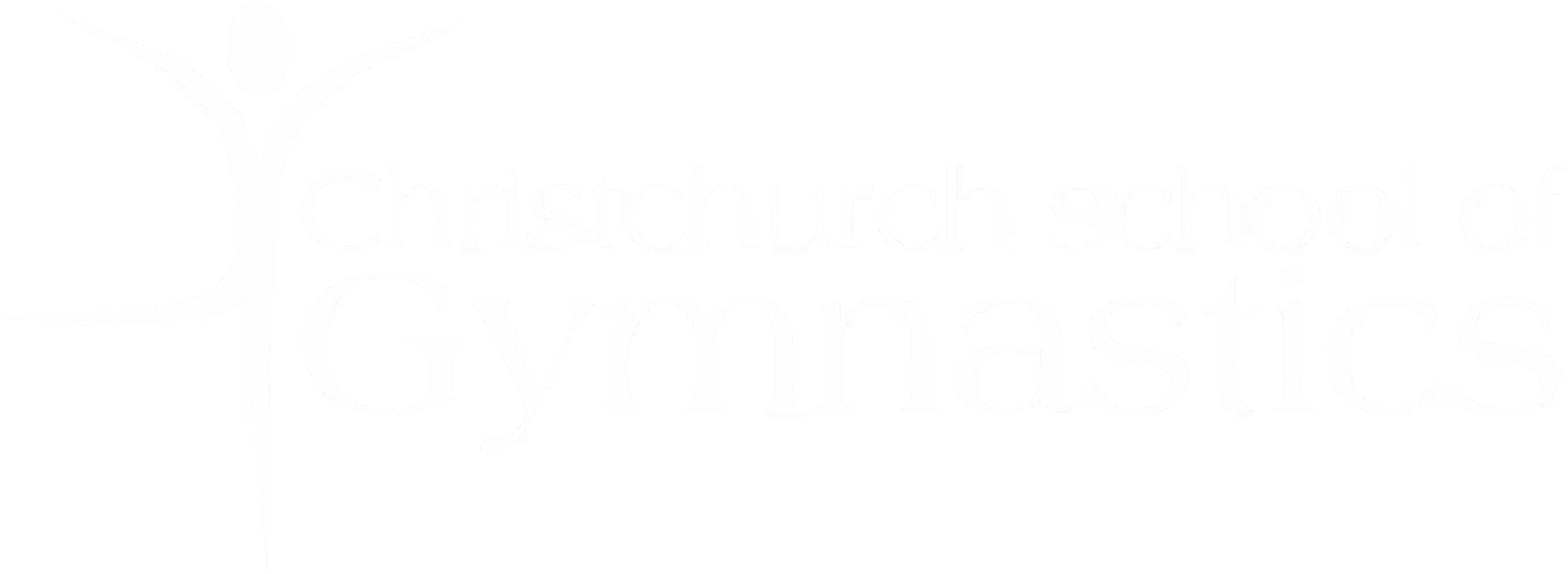 Christchurch School of Gymnastics logo in white