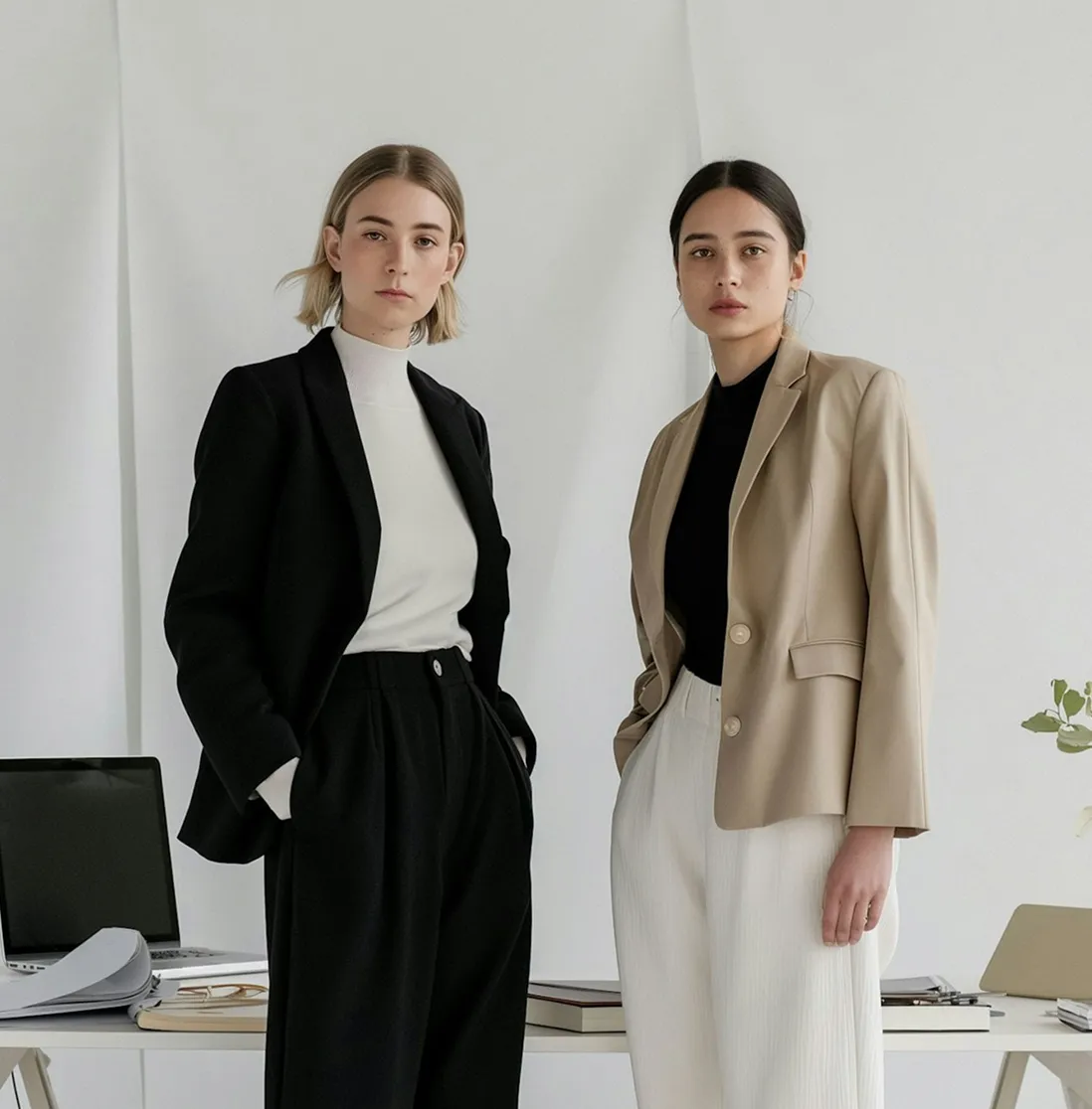 Two Nimbus Library founders in a minimalist office, showcasing the professional and versatile use of the library.