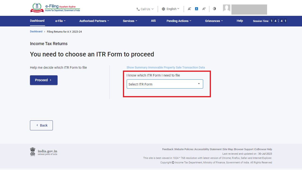 ITR selection
