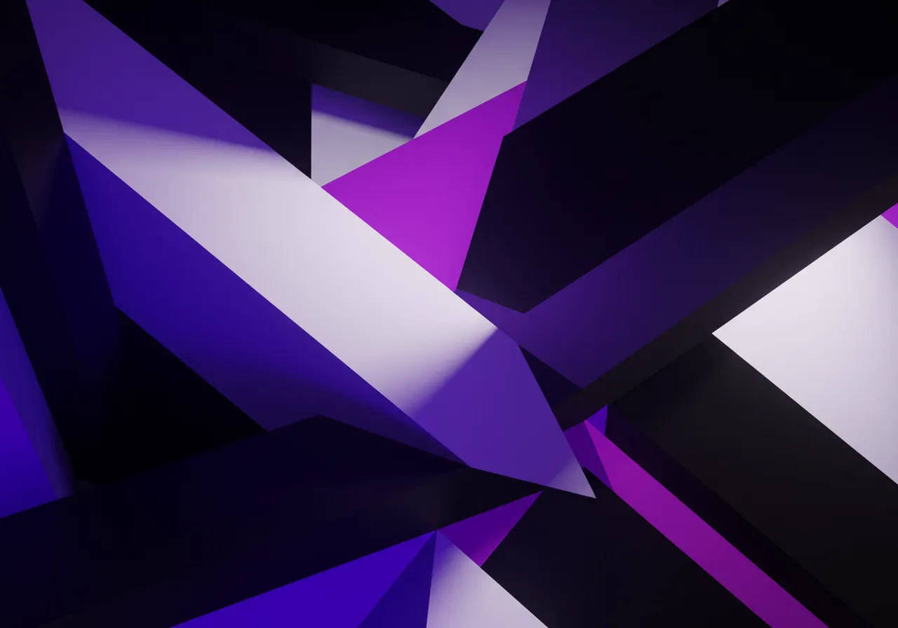 Abstract purple and black geometric 3D shapes

