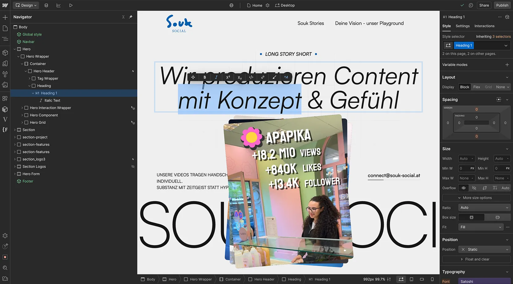 Webflow project showcasing German content platform with pastel design