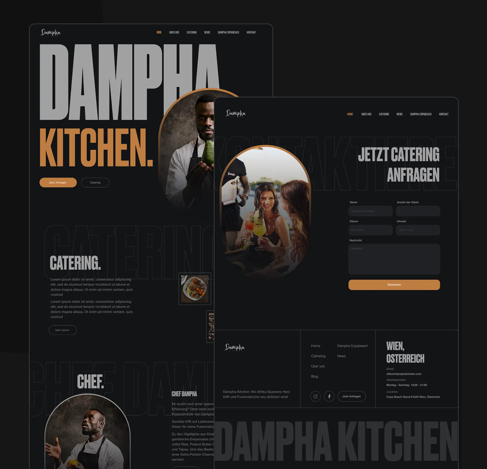 Dampha Kitchen – Webflow-Webseite von Franz für ein Afro-Lateinamerikanisches Catering