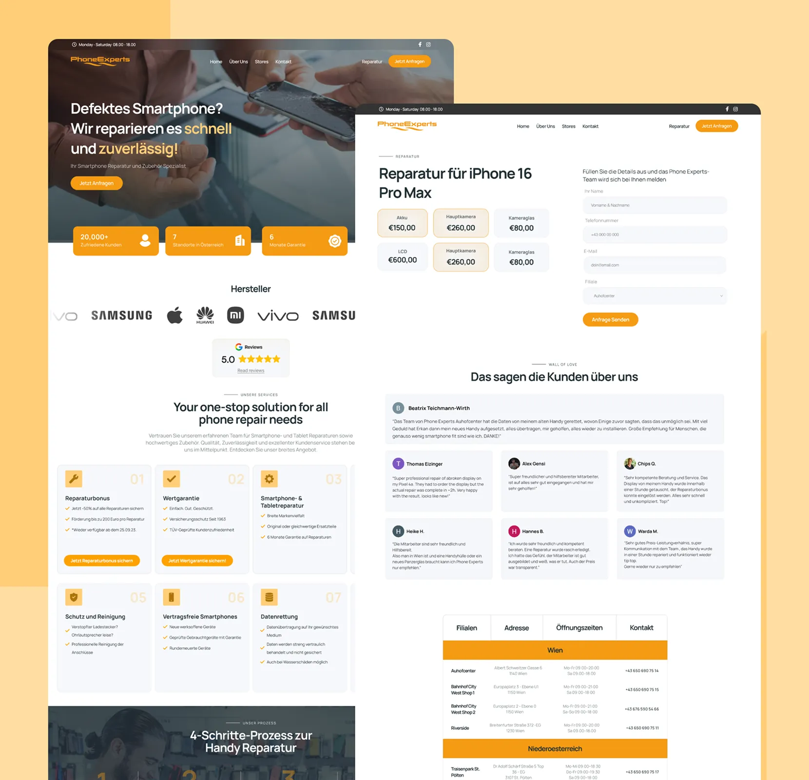 Phone Experts Vienna – Webflow Landingpage von Franz für ein Telefonnkompanie-Startup