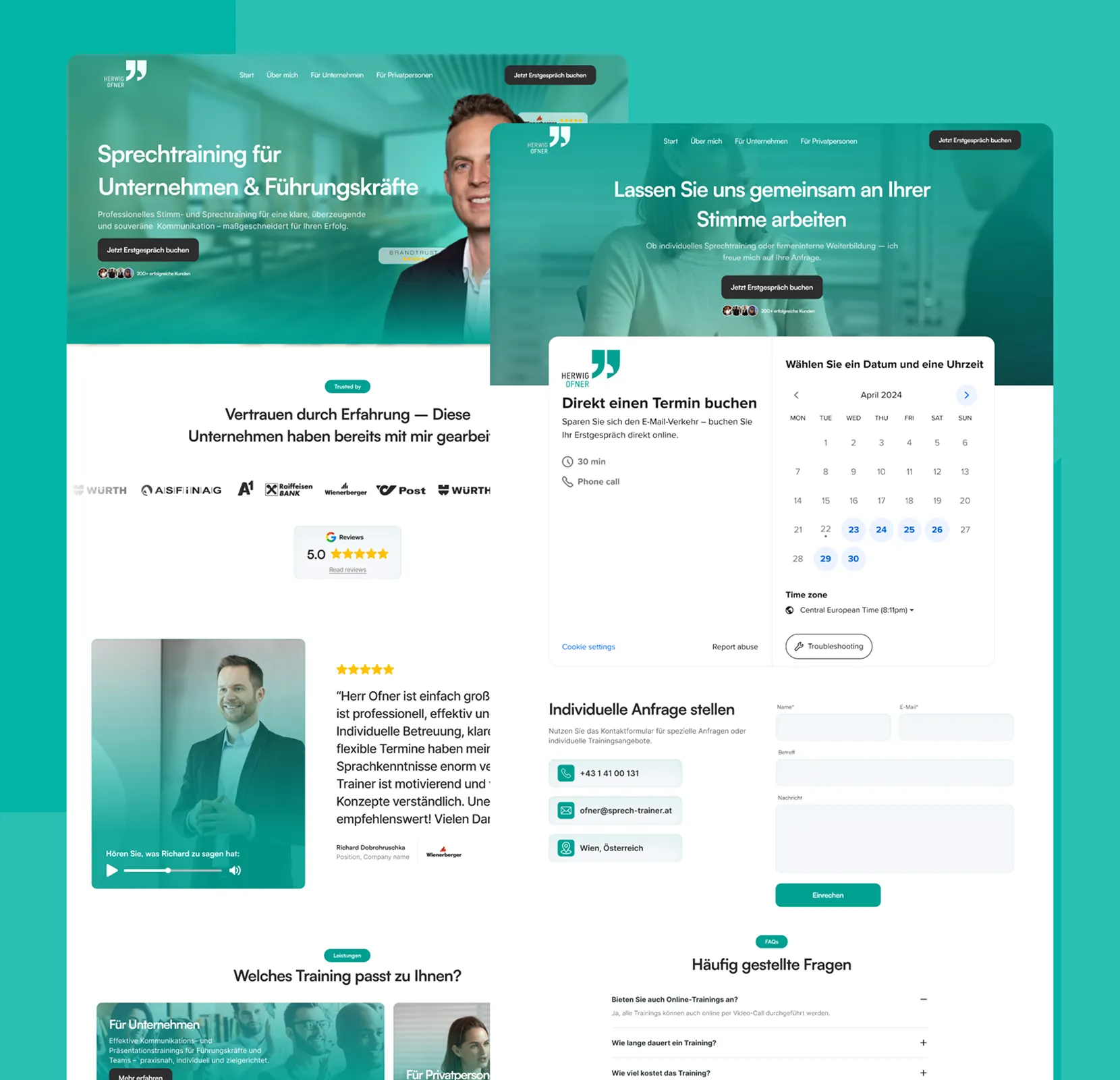 Herwig Ofmer Coaching – Persönliche Markenwebsite mit Terminbuchung von Franz in Webflow