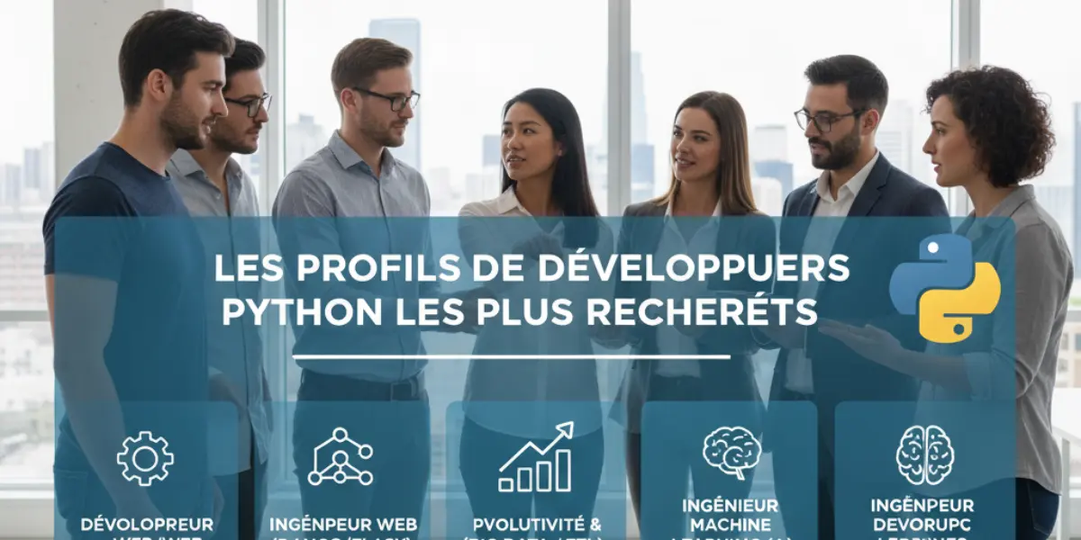 plusieurs personnes discutant du profil d'un développeur pyhon