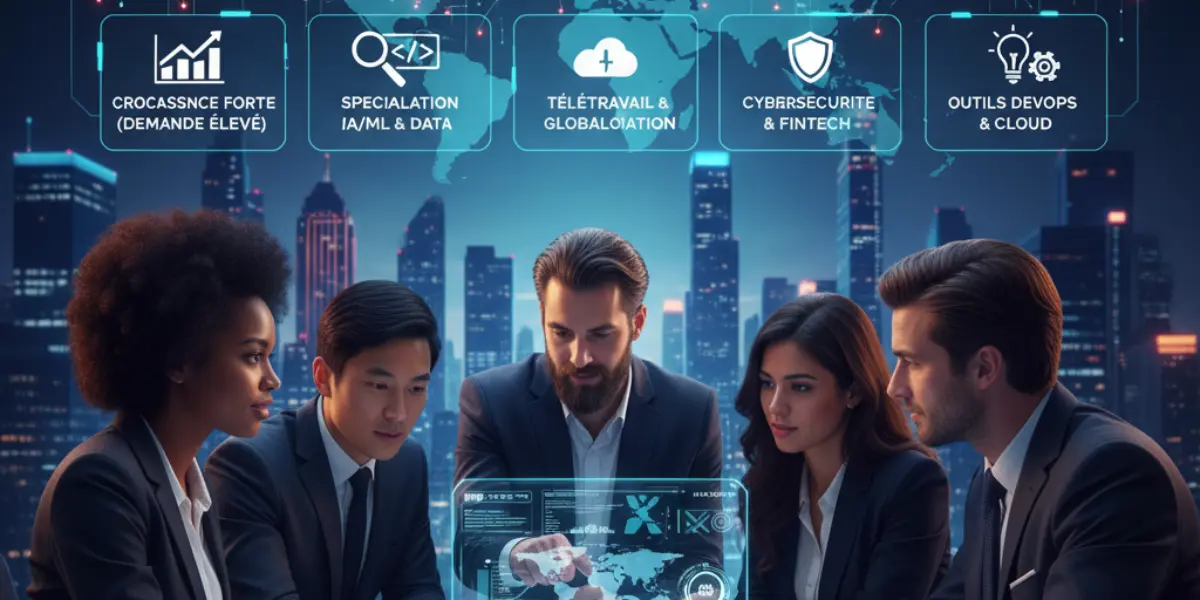 plusieurs personnes échangeant sur le marché et les tendances du développement python