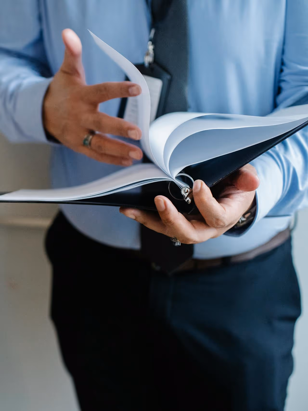 Professional turning pages in a binder