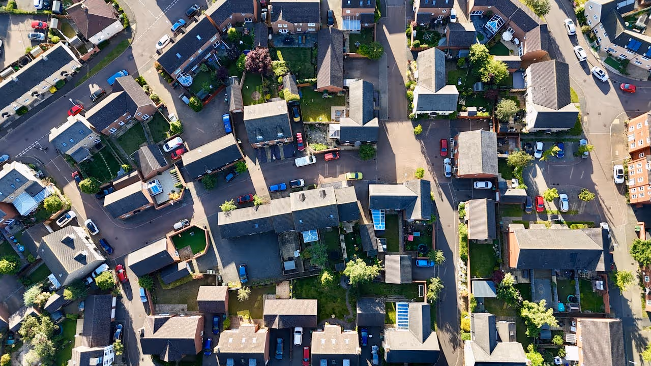 Aerial view of residential neighbourhood