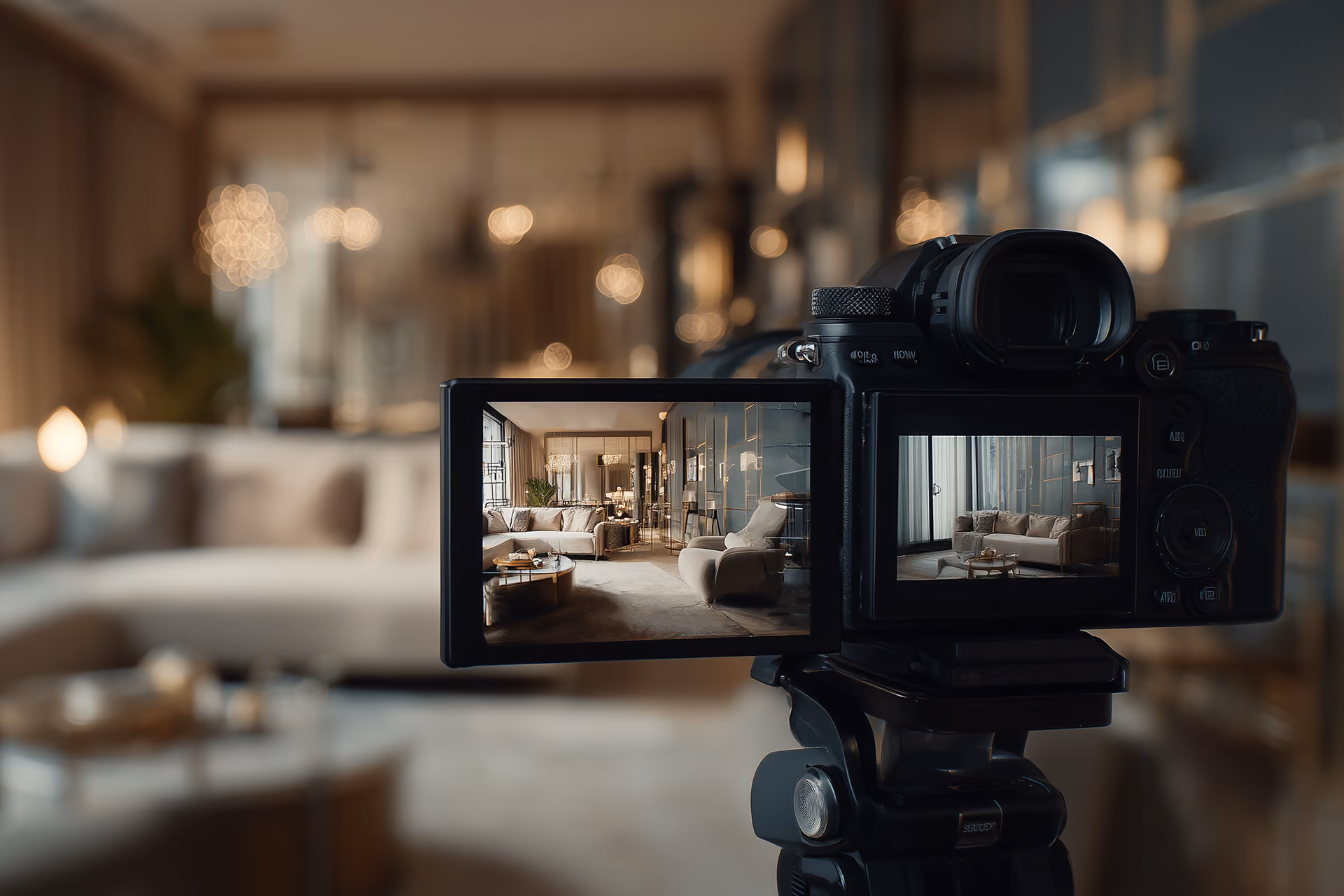 Professional photographer capturing luxury interior spaces for high-end property listings.