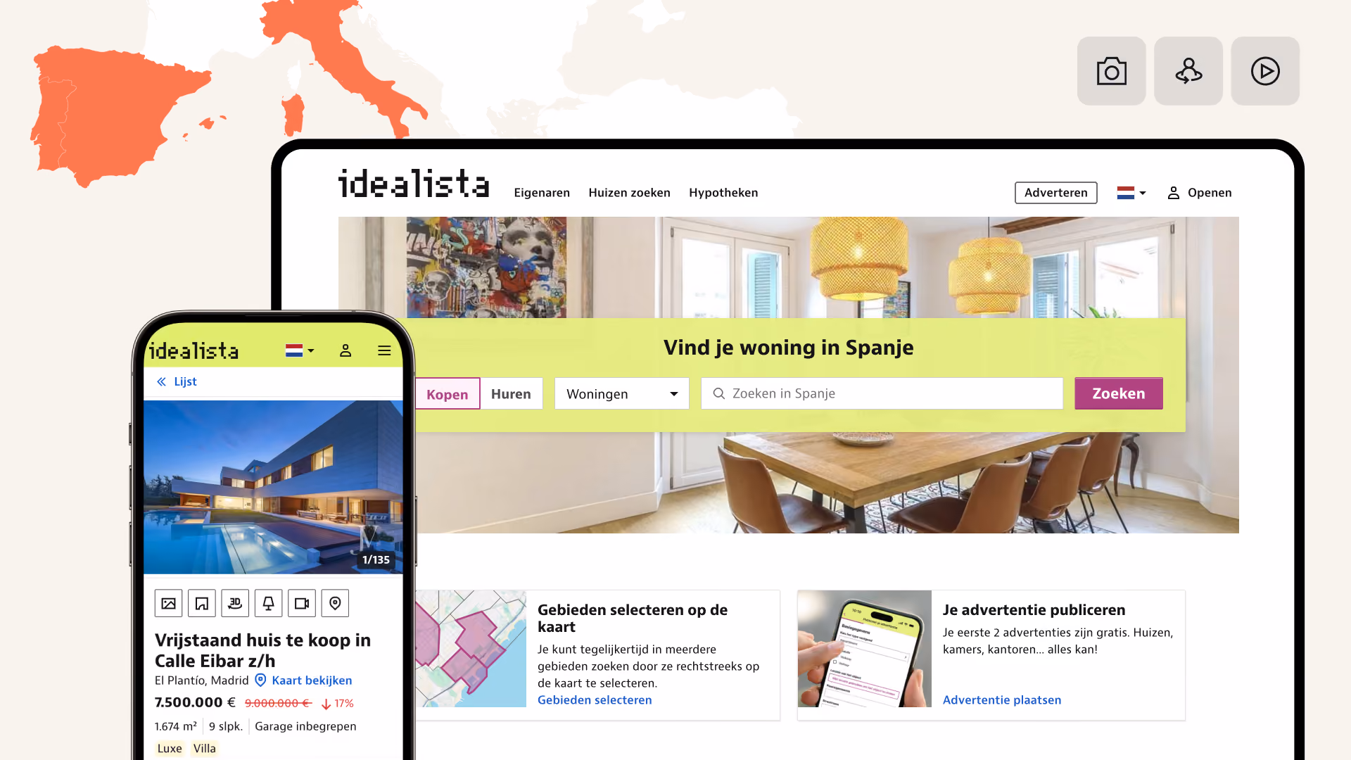Backbone levert professionele vastgoedbeelden rechtstreeks aan Idealista-advertenties in Spanje en Italië.
