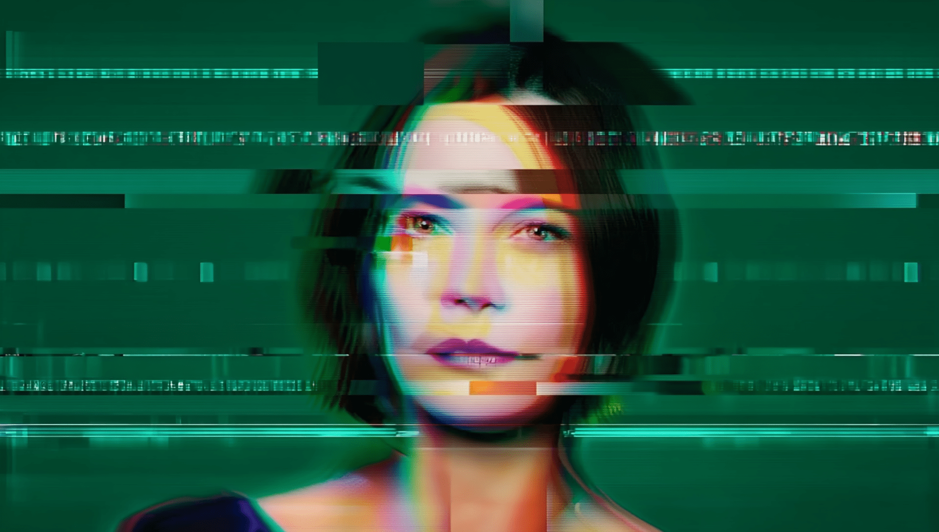A glitched portrait illustrating the human vulnerability in cybersecurity and how social engineering targets users inside enterprises. 