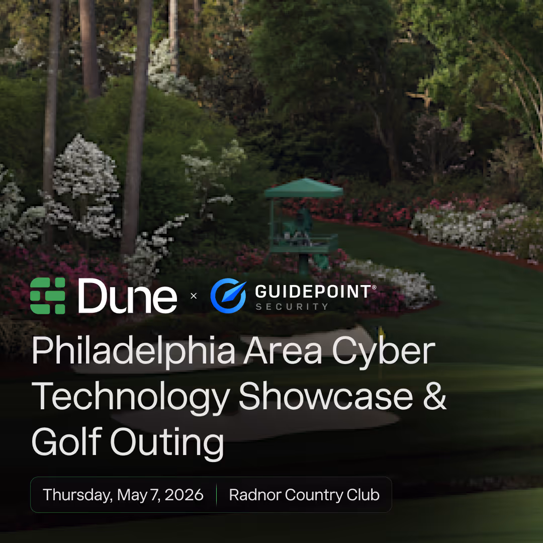 Philadelphia Area Cyber Technology Showcase and Golf Outing at Radnor Country Club featuring Dune Security and GuidePoint Security, May 7, 2026, cybersecurity networking event in Villanova PA