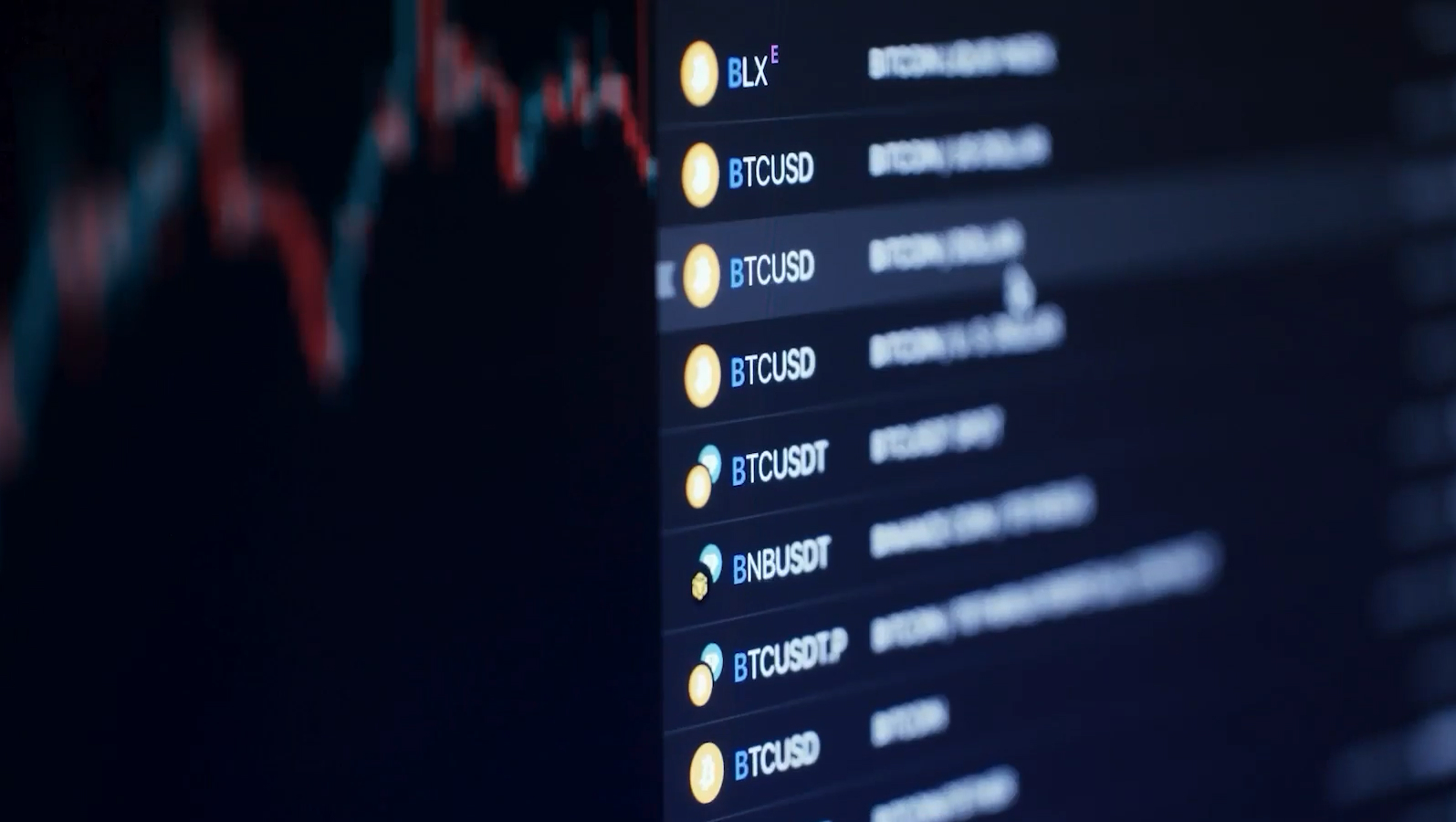 Desktop screen listing Bitcoin trading pairs on a fake crypto platform used in pig butchering investment scams