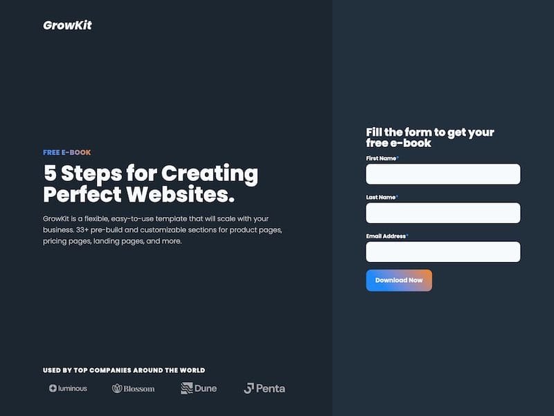 Webflow Landing Page Template SaaS – GrowKit