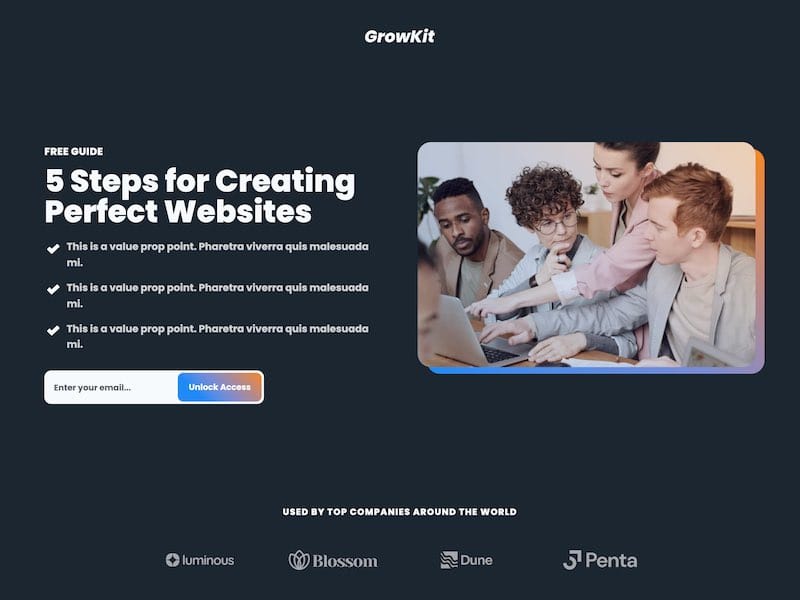 Webflow Landing Page Template SaaS – GrowKit