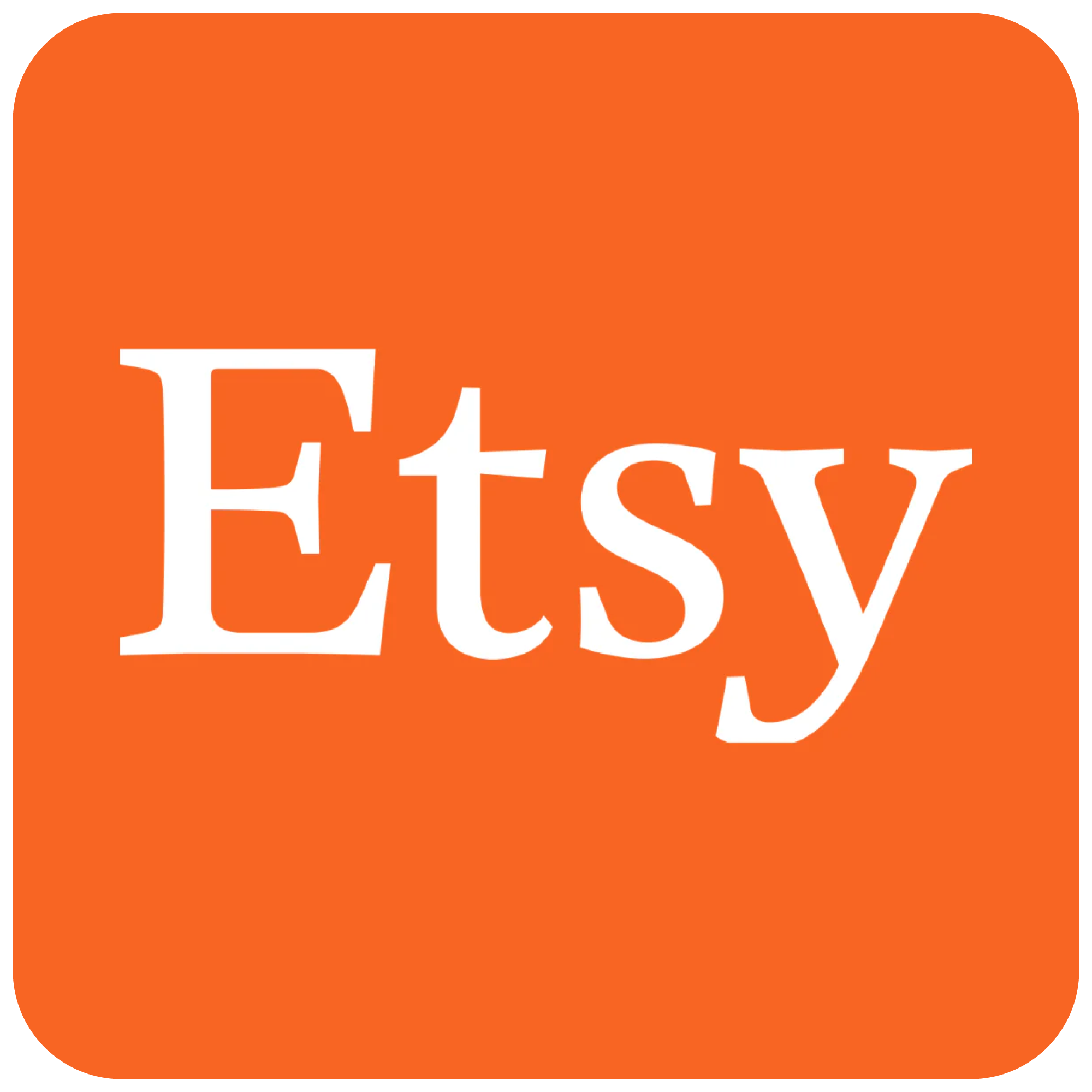 Etsy logo with white text on an orange background.