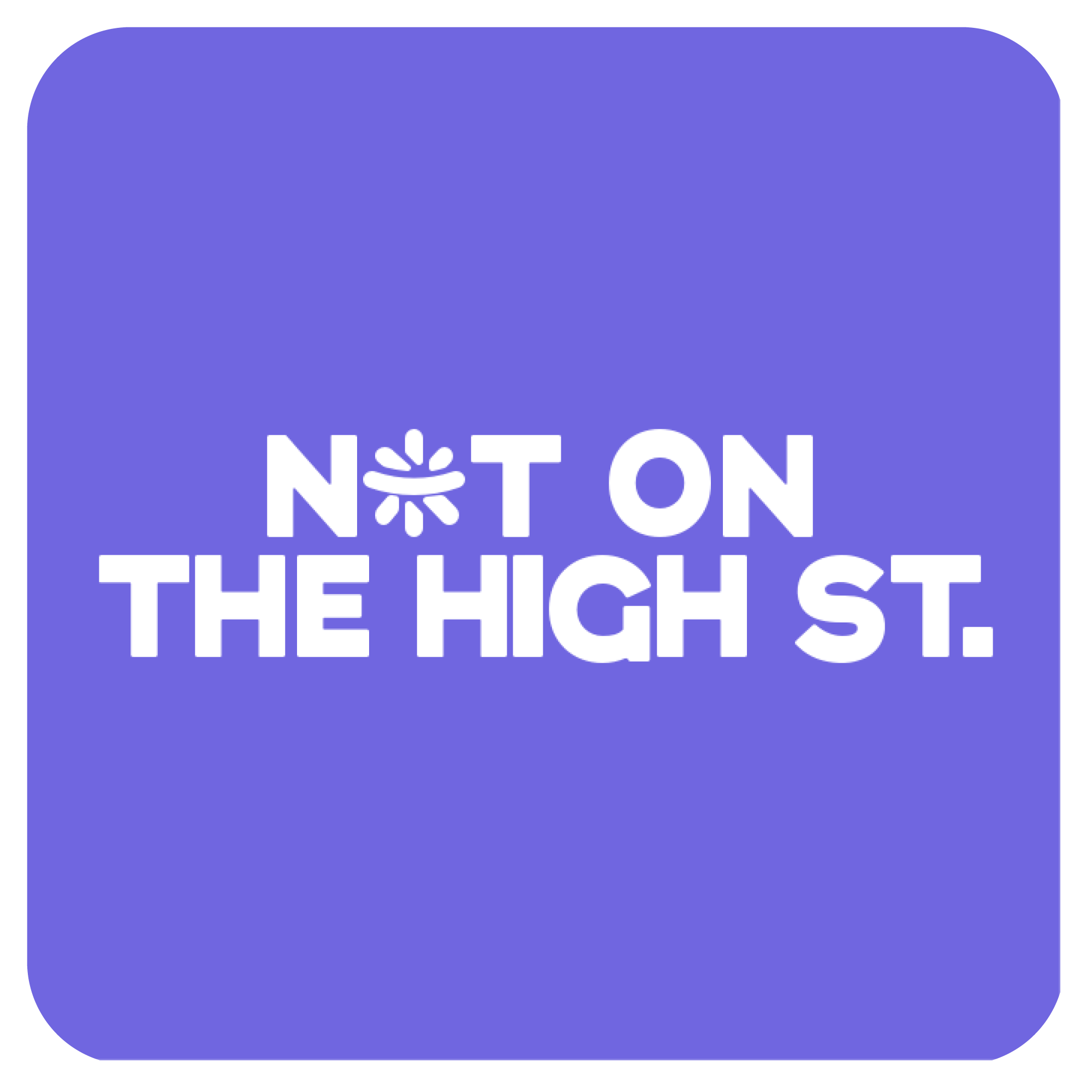 Logo with the words "Not On The High St." in bold white text on a purple background.