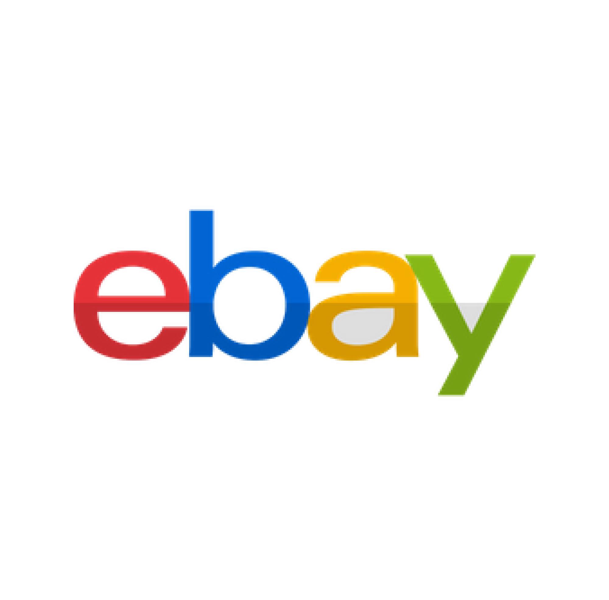eBay logo with bold, colorful letters on a white background.