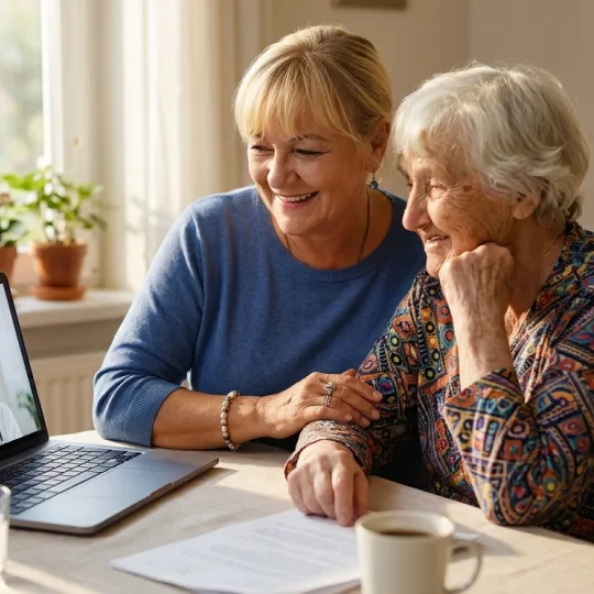 Seniorin und Betreuungskraft bei der persönlichen Beratung – Senihelp24