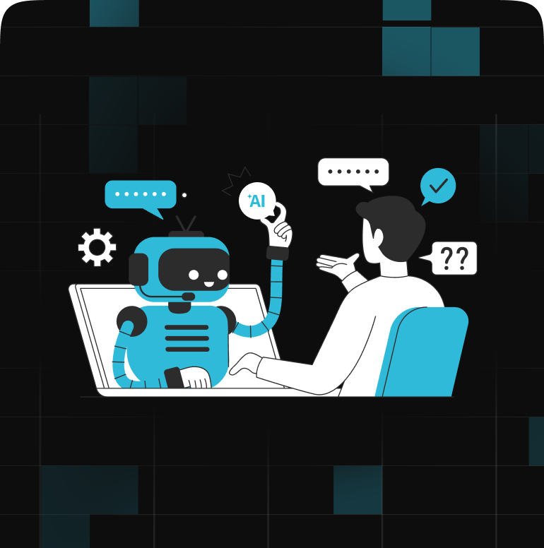 Illustration of an AI Recruiter agent collaborating with a human professional, symbolizing the partnership in modern talent acquisition