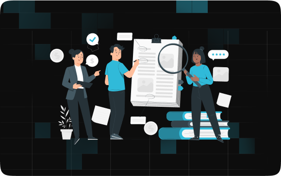 Candidate experience in recruitment illustrated by recruiters collaborating on best practices and process improvement