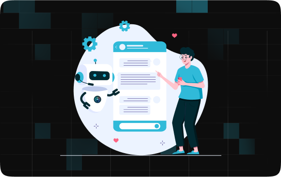 A person interacting with an AI Recruiter chatbot on a large smartphone screen