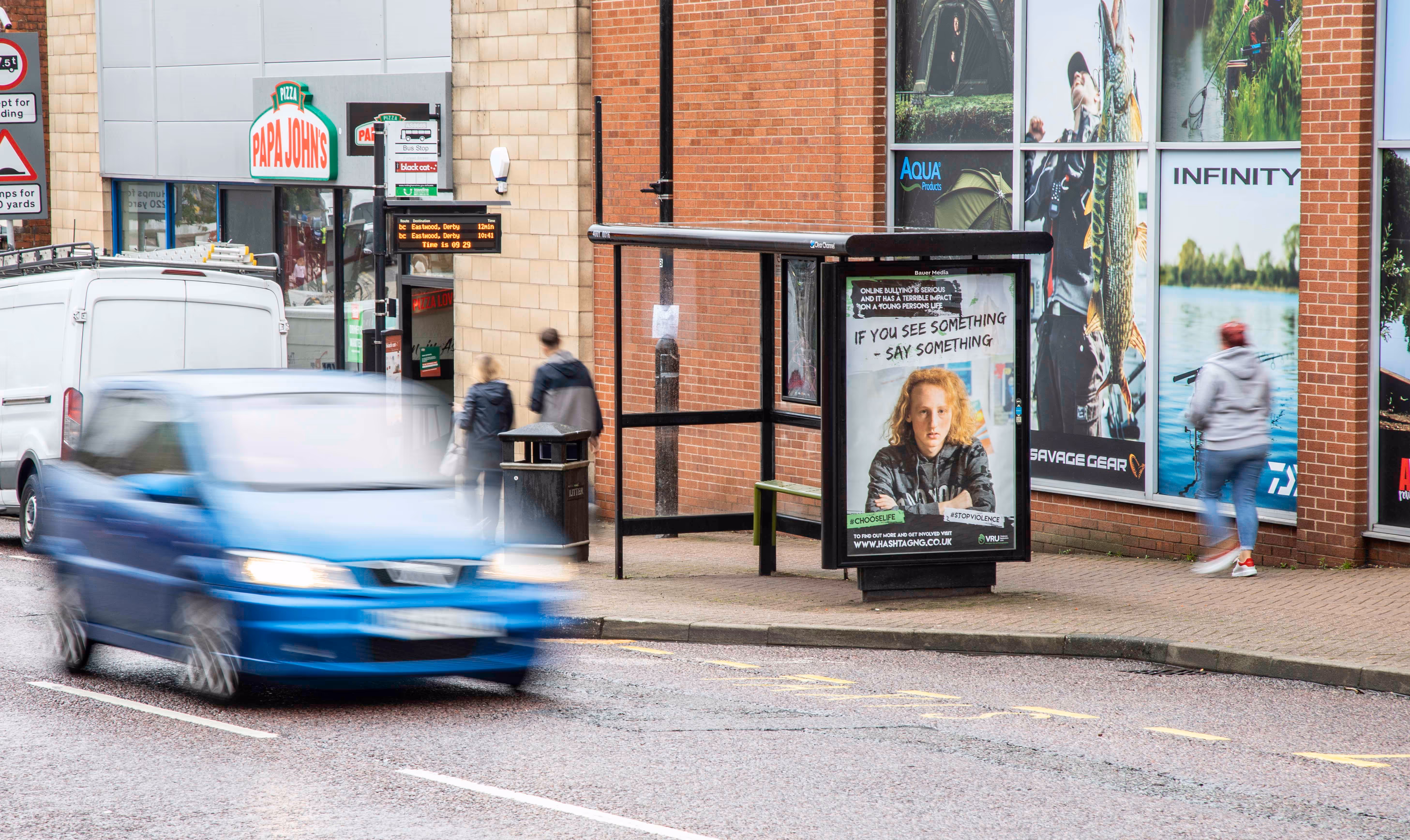 Nottingham Police advertising on a bus stop advertising poster