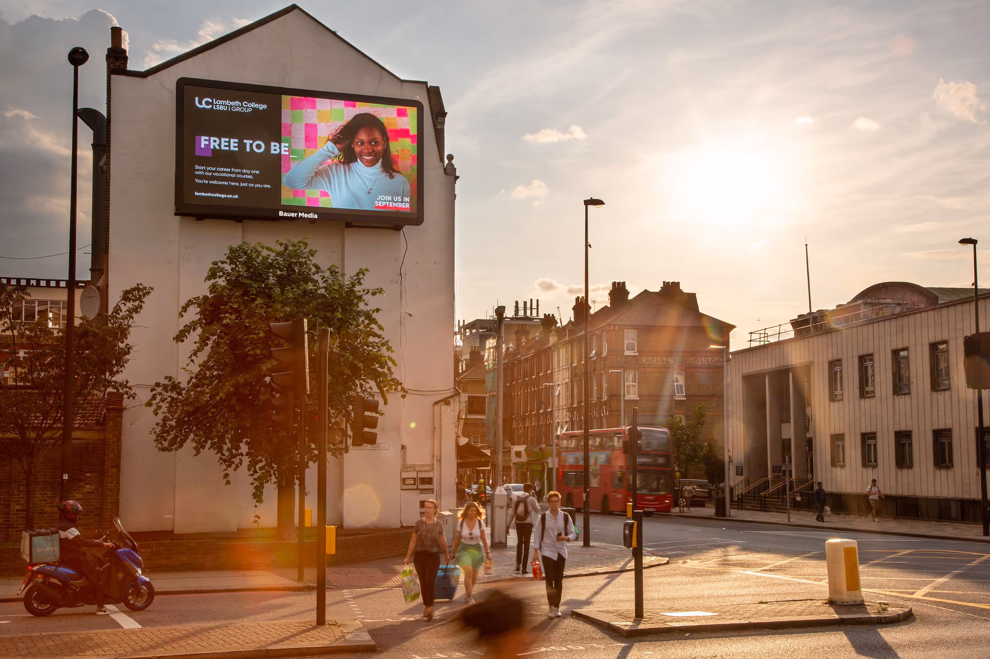 Lambeth College on a Billboard Live screen in London