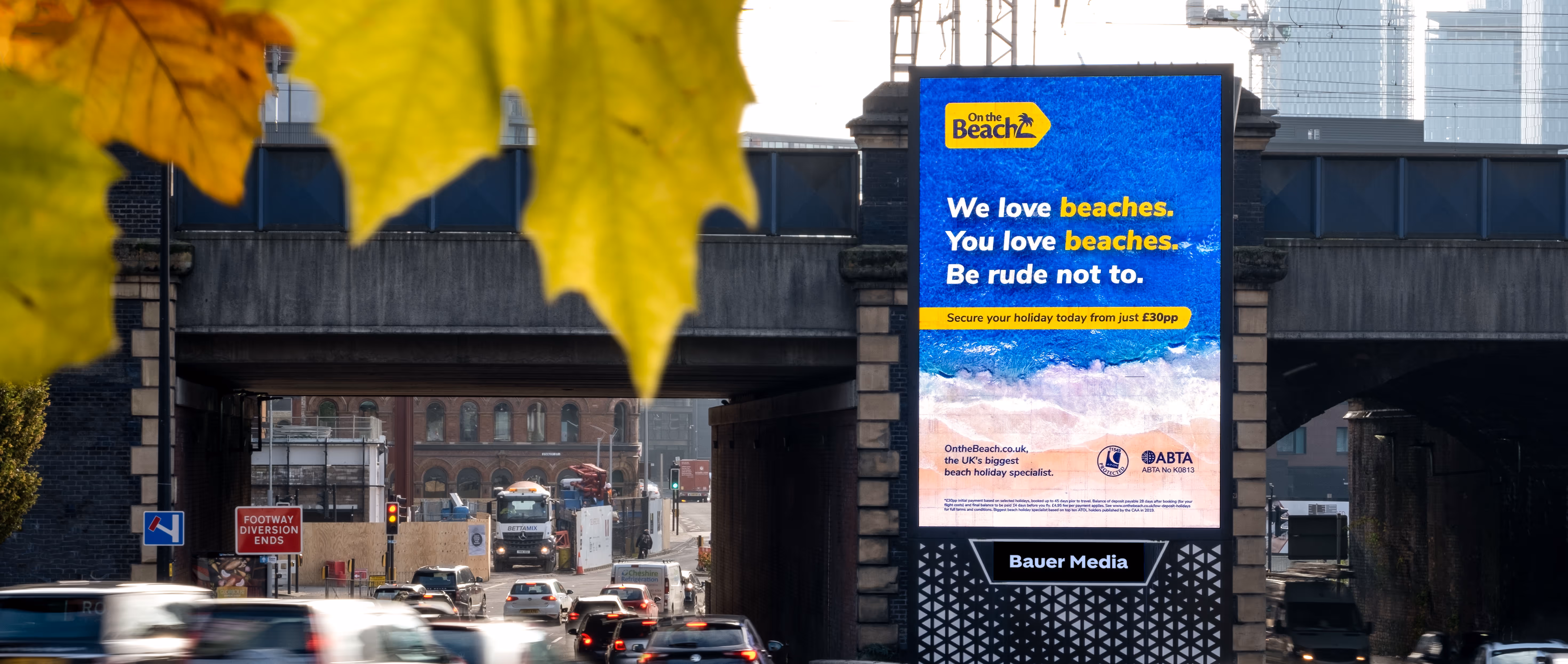 One the Beach advertising on a Storm billboard in Manchester