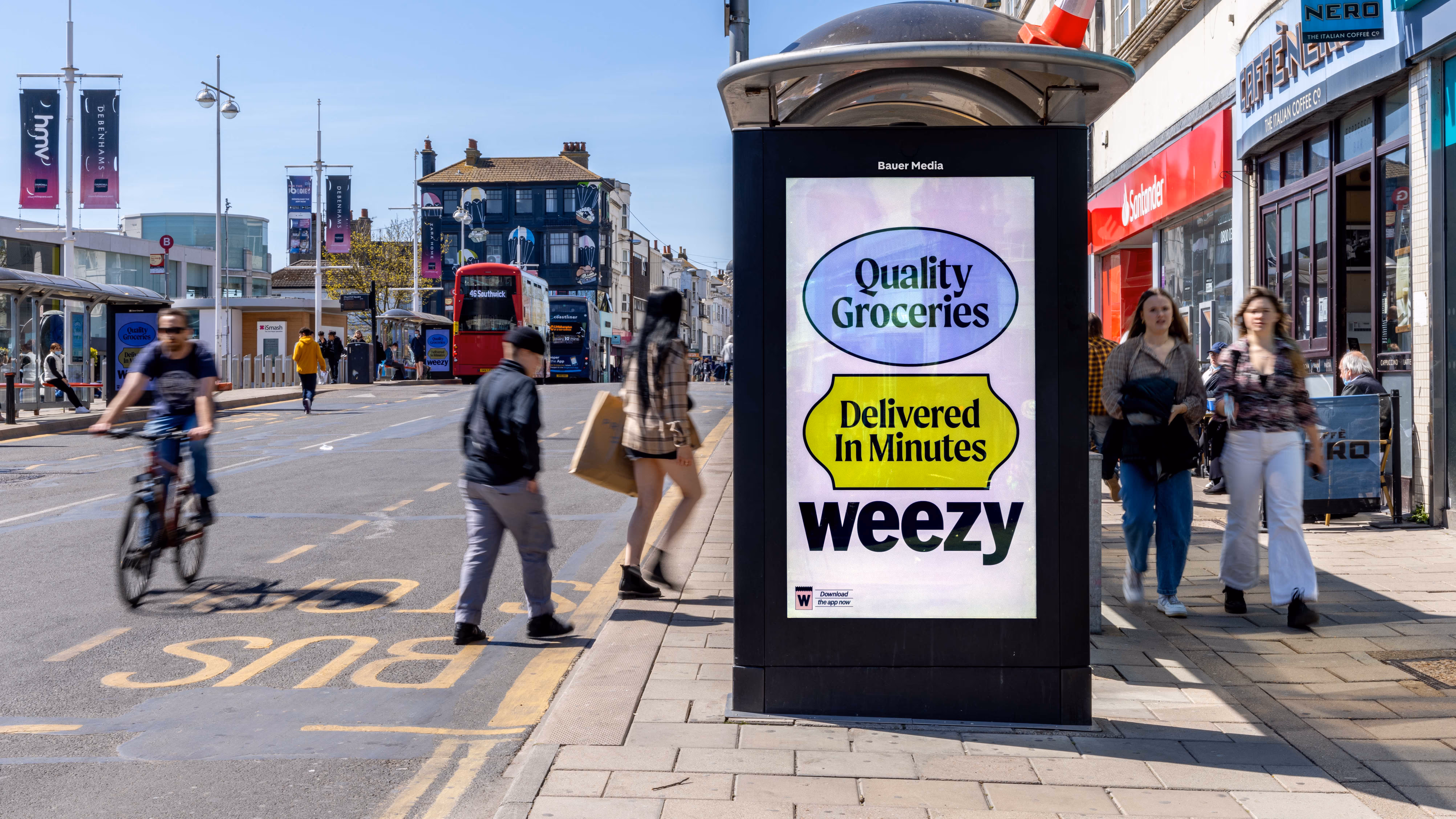 Weezy campaign displaying on Adshel Live in Brighton