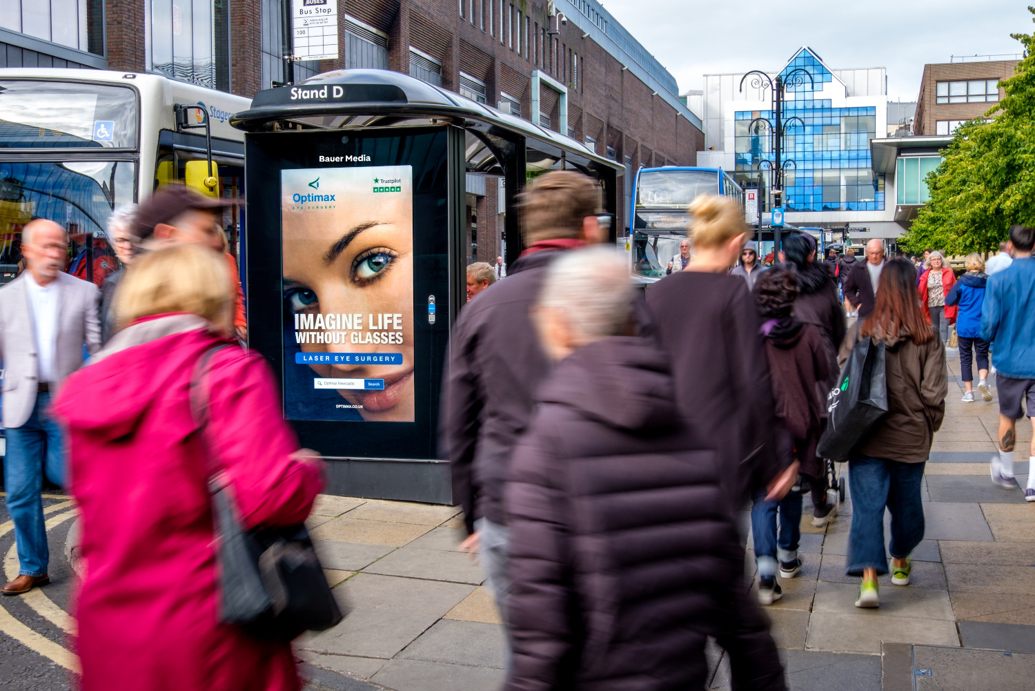 Optimax advertising on a digital screen in the North East