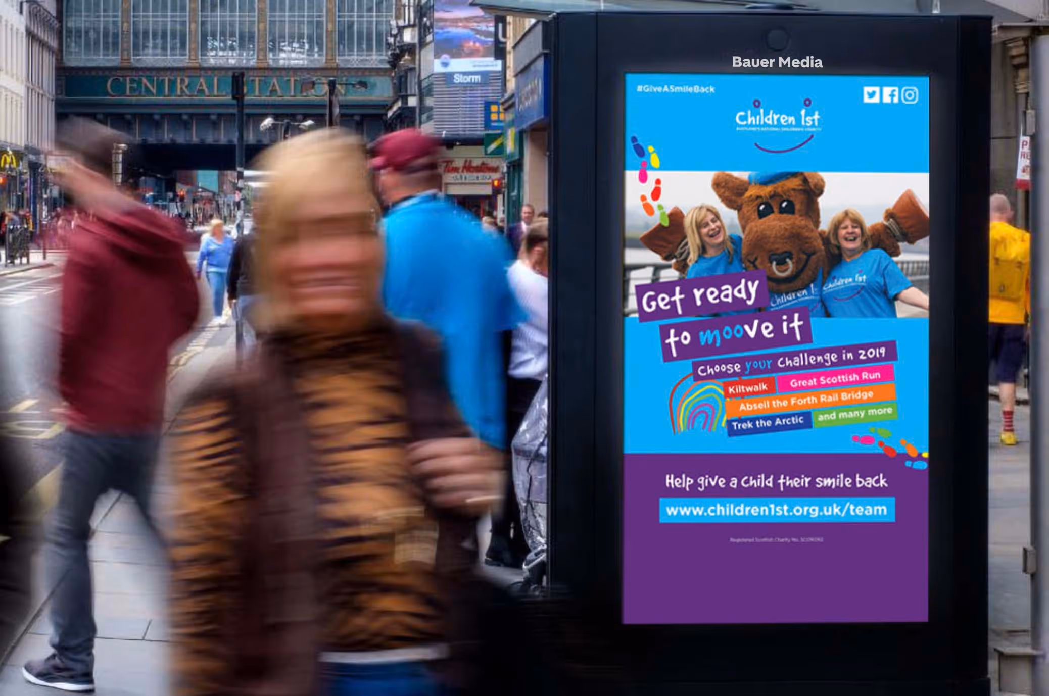 Children's 1st outdoor advertising campaign in Glasgow on a digital screen
