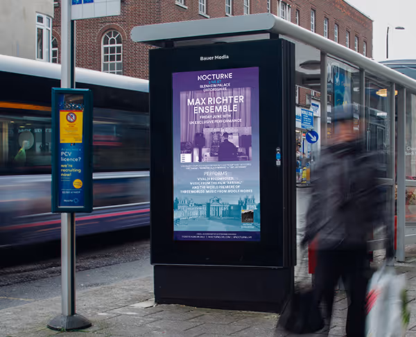 A digital bus shelter screen