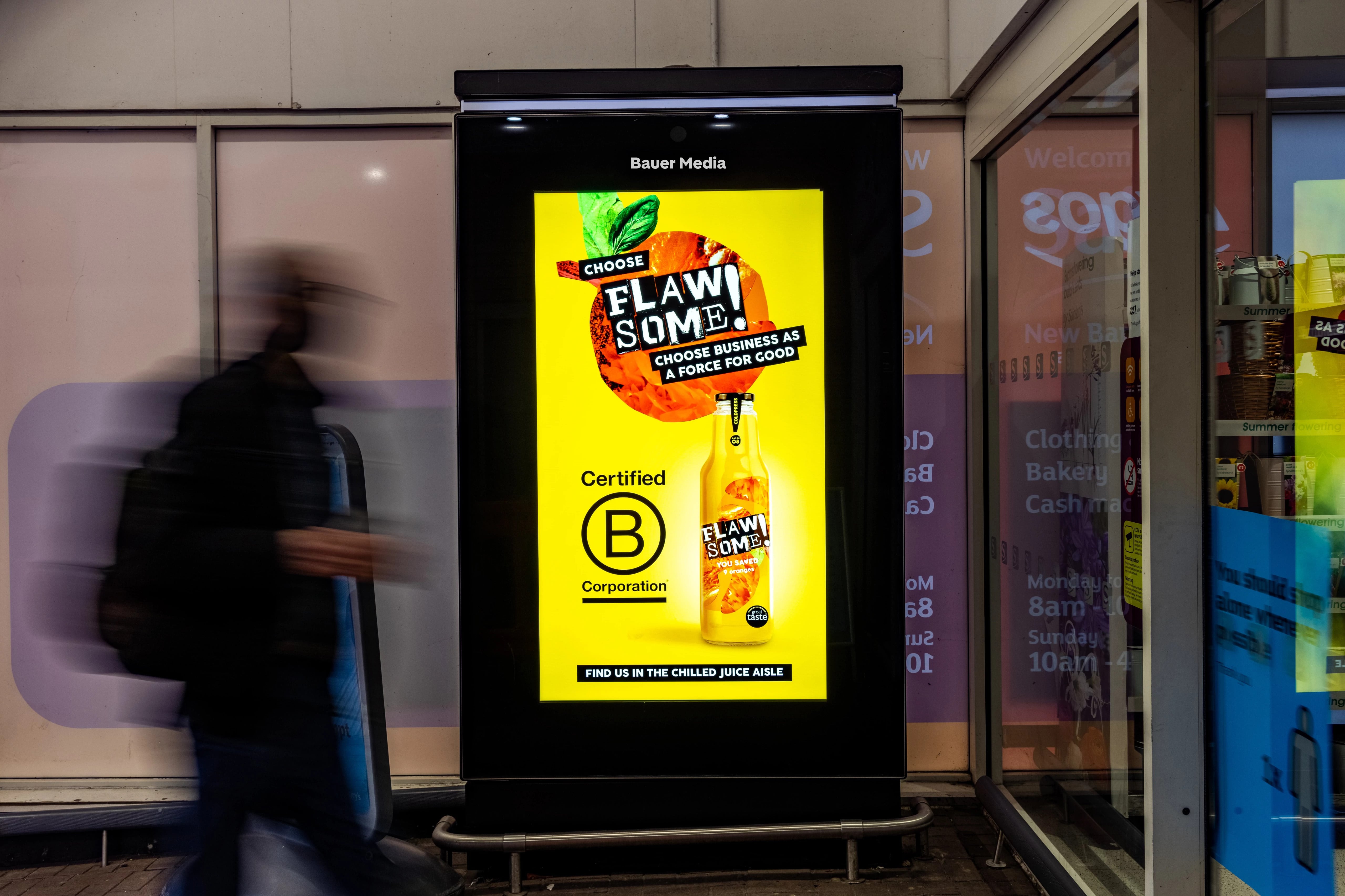 Flawsome Supermarket digital screen campaign