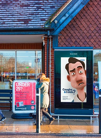 An NHS advertising campaign displaying outside of a Sainbury's supermarket