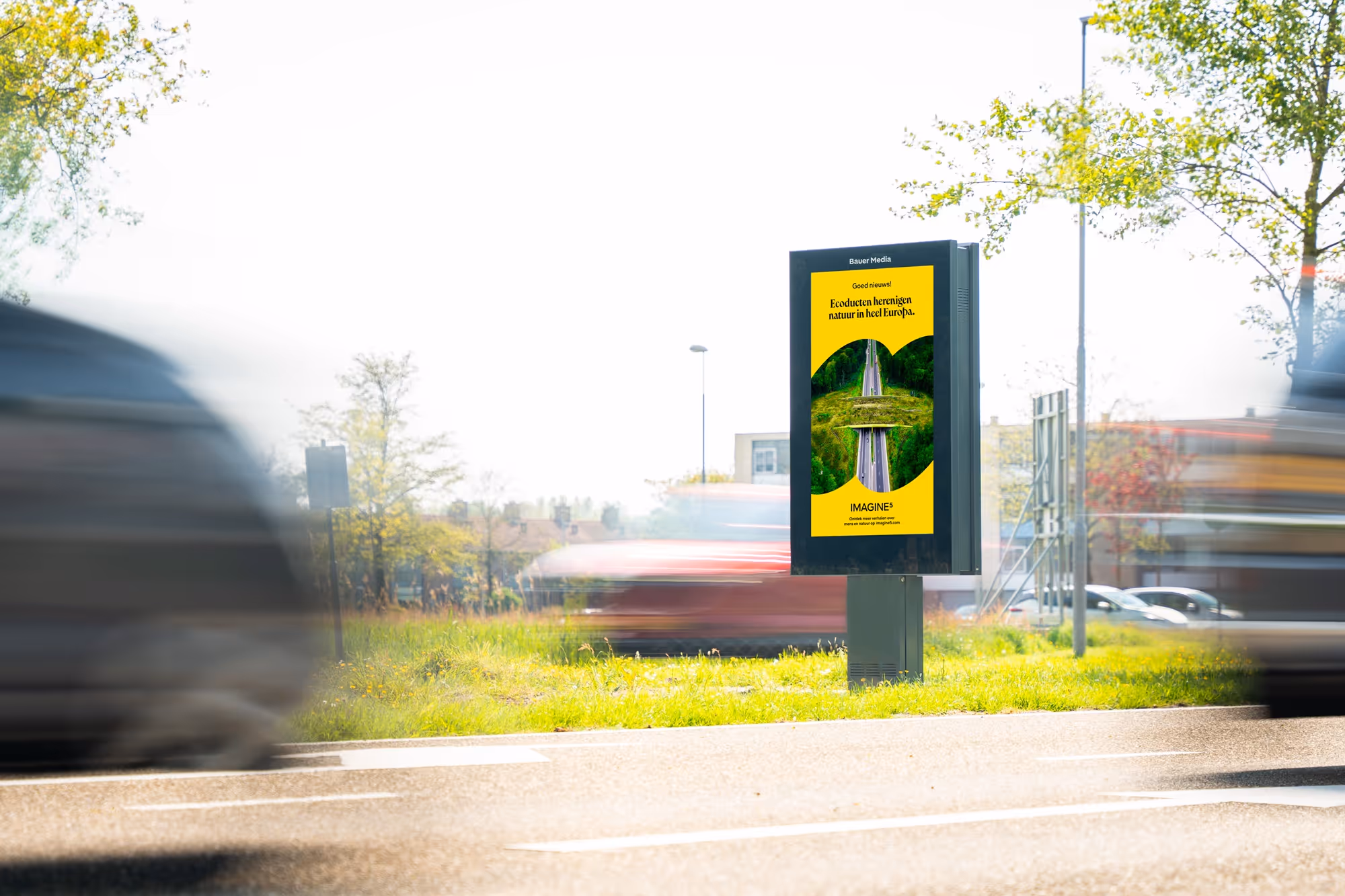 Digitaal scherm met uiting van goed doel Imagine5.