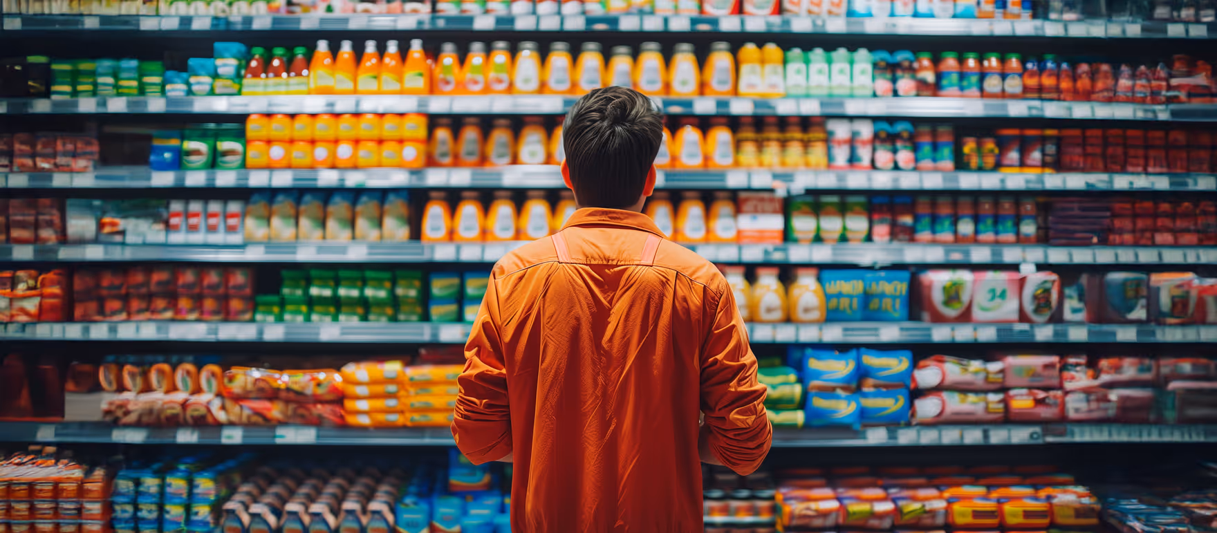 A supermarket shopped looking at shelves