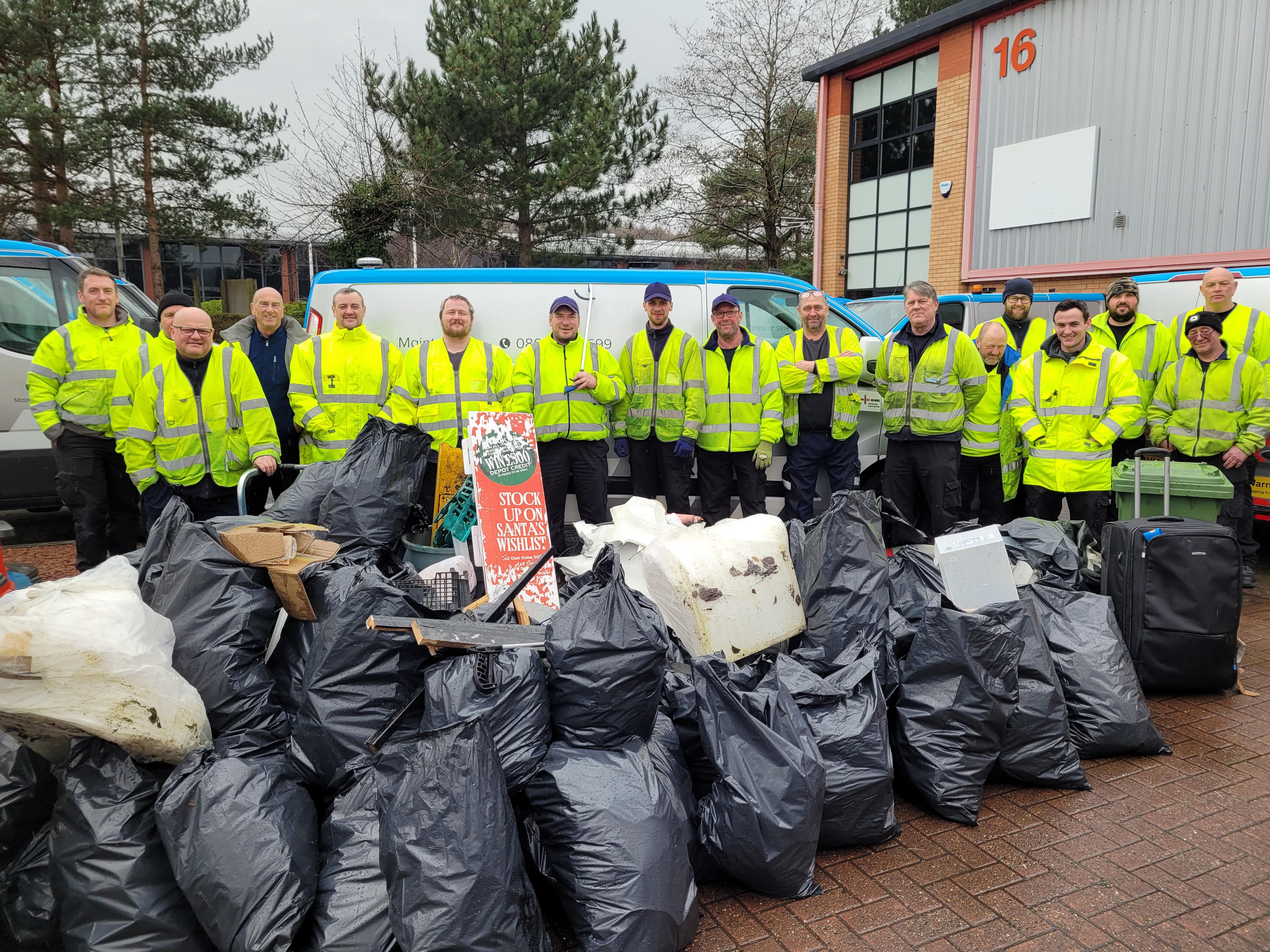 Bauer Media Outdoor staff volunteering by taking part in a litter pick
