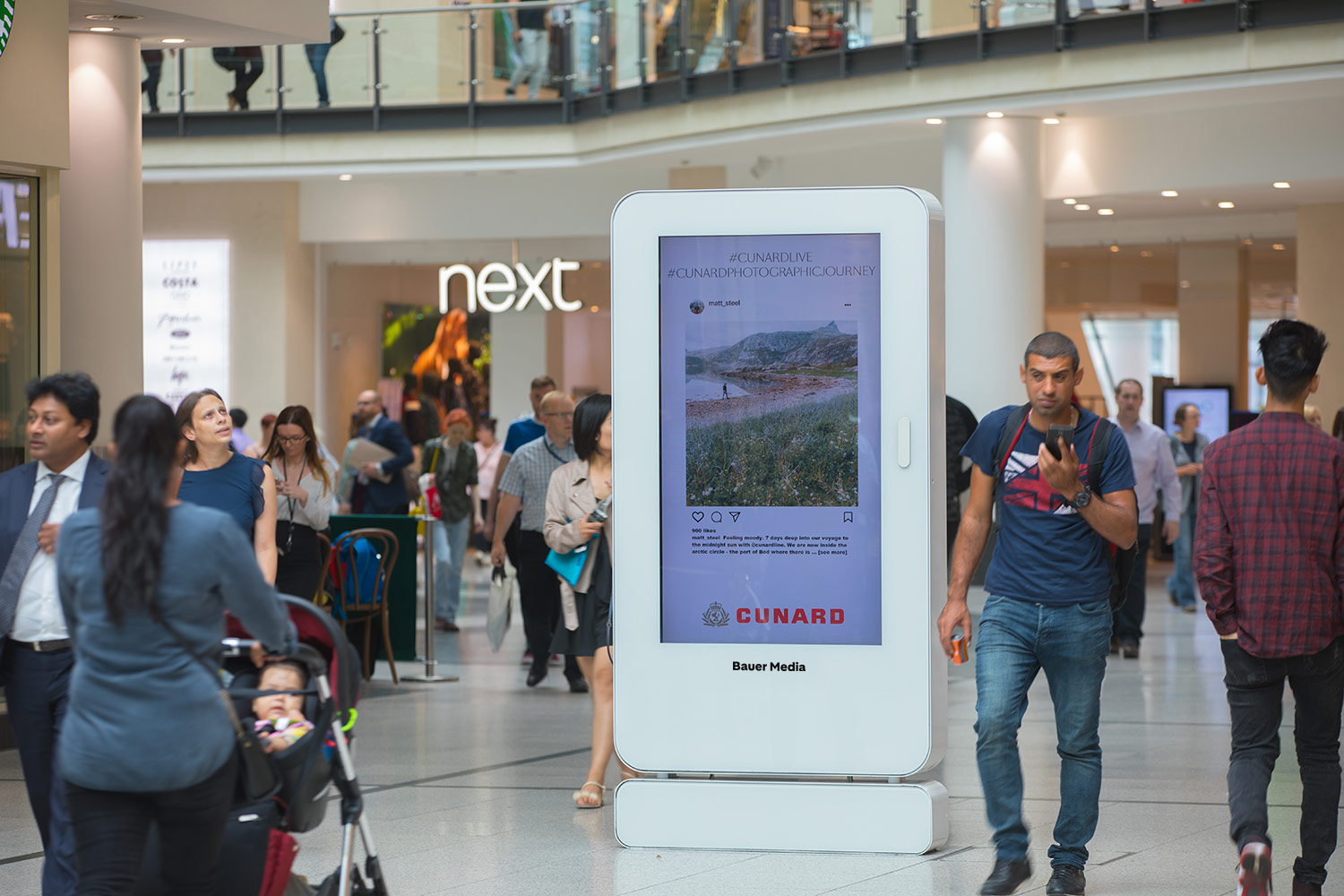 Digital 6-sheet panel in a busy shopping mall