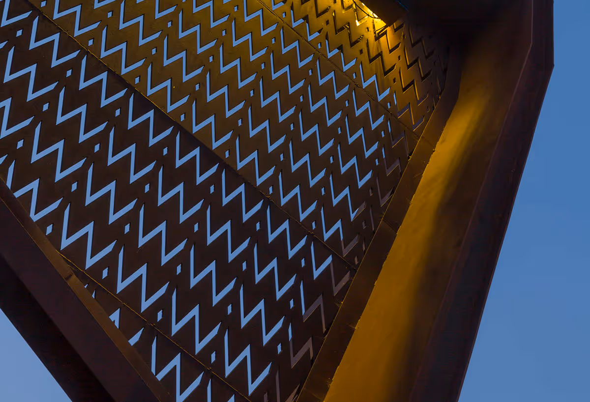 Close up of metal architecture on North London Towers