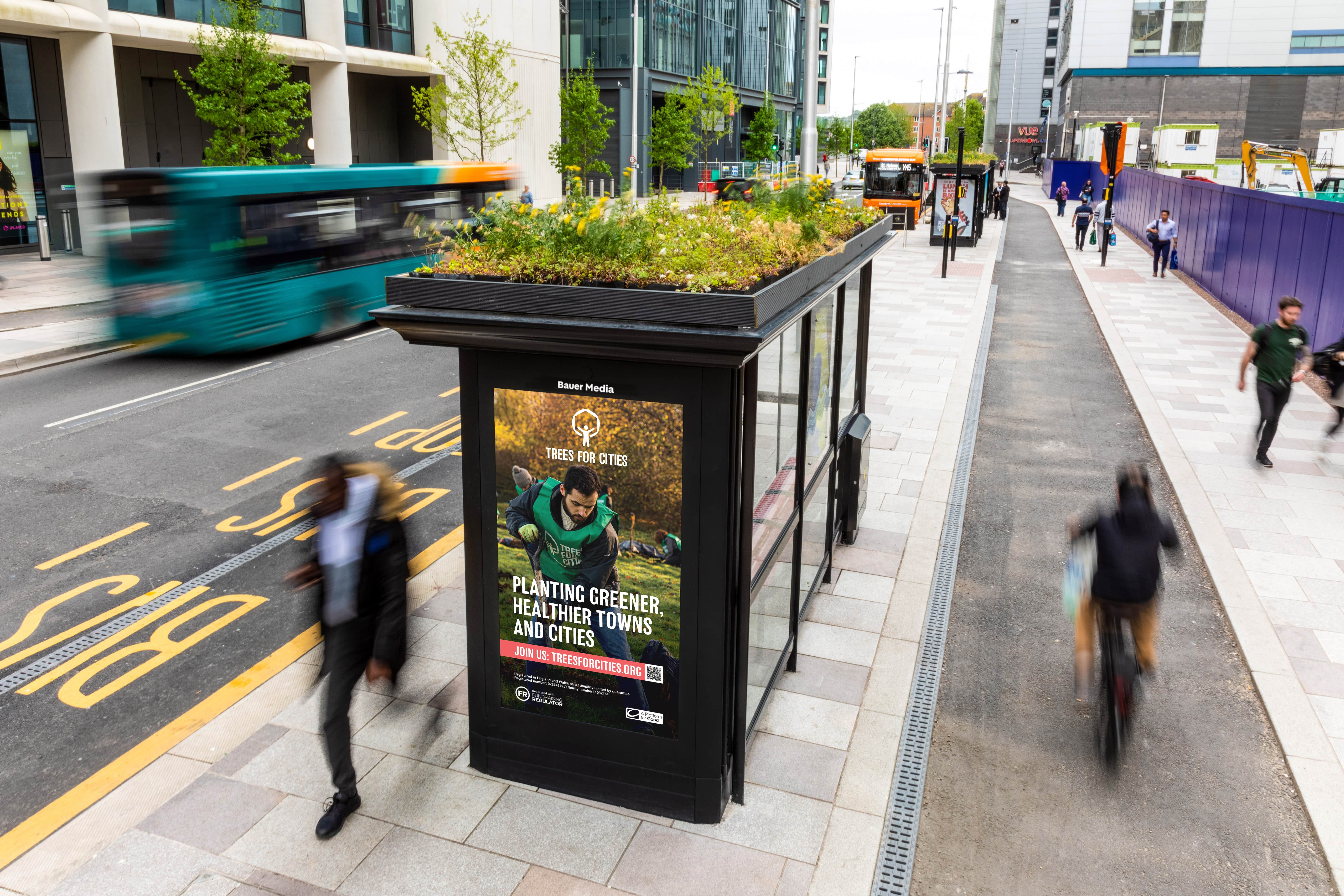 A bus shelter with a living roof