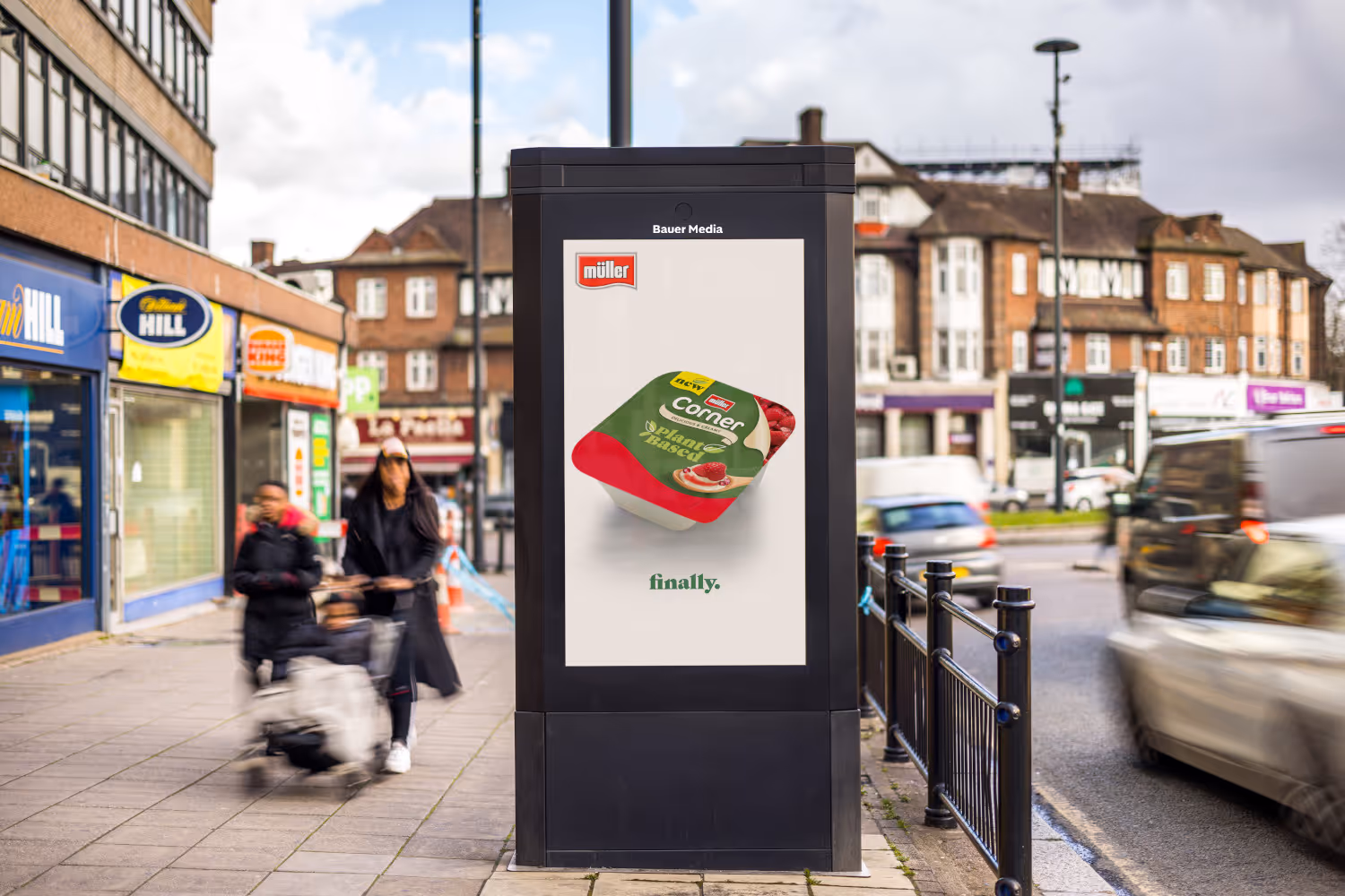 Image of Muller's digital out of home campaign of their new plant based yoghurt