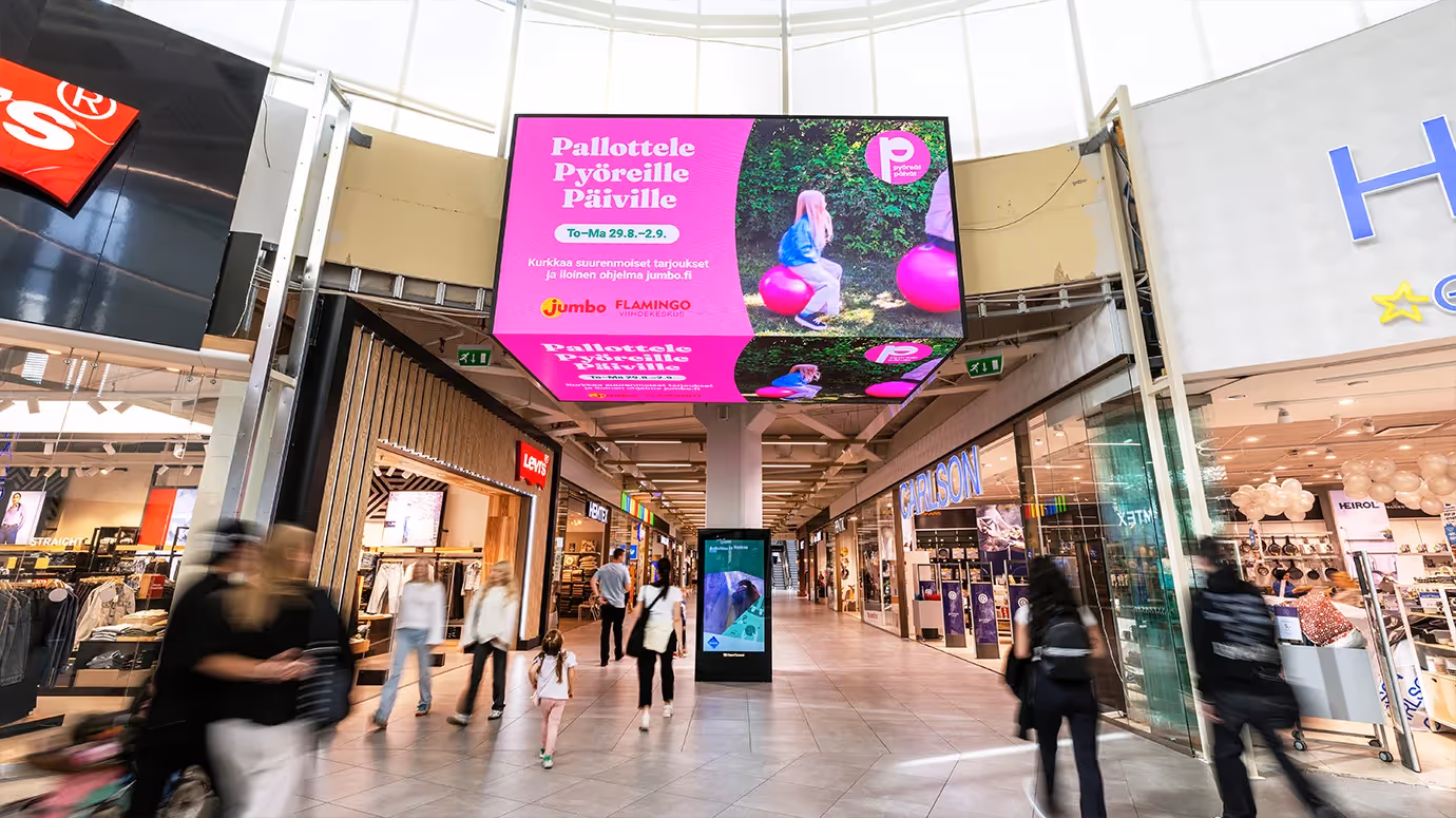 Kauppakeskus Jumbo kulmanäyttö