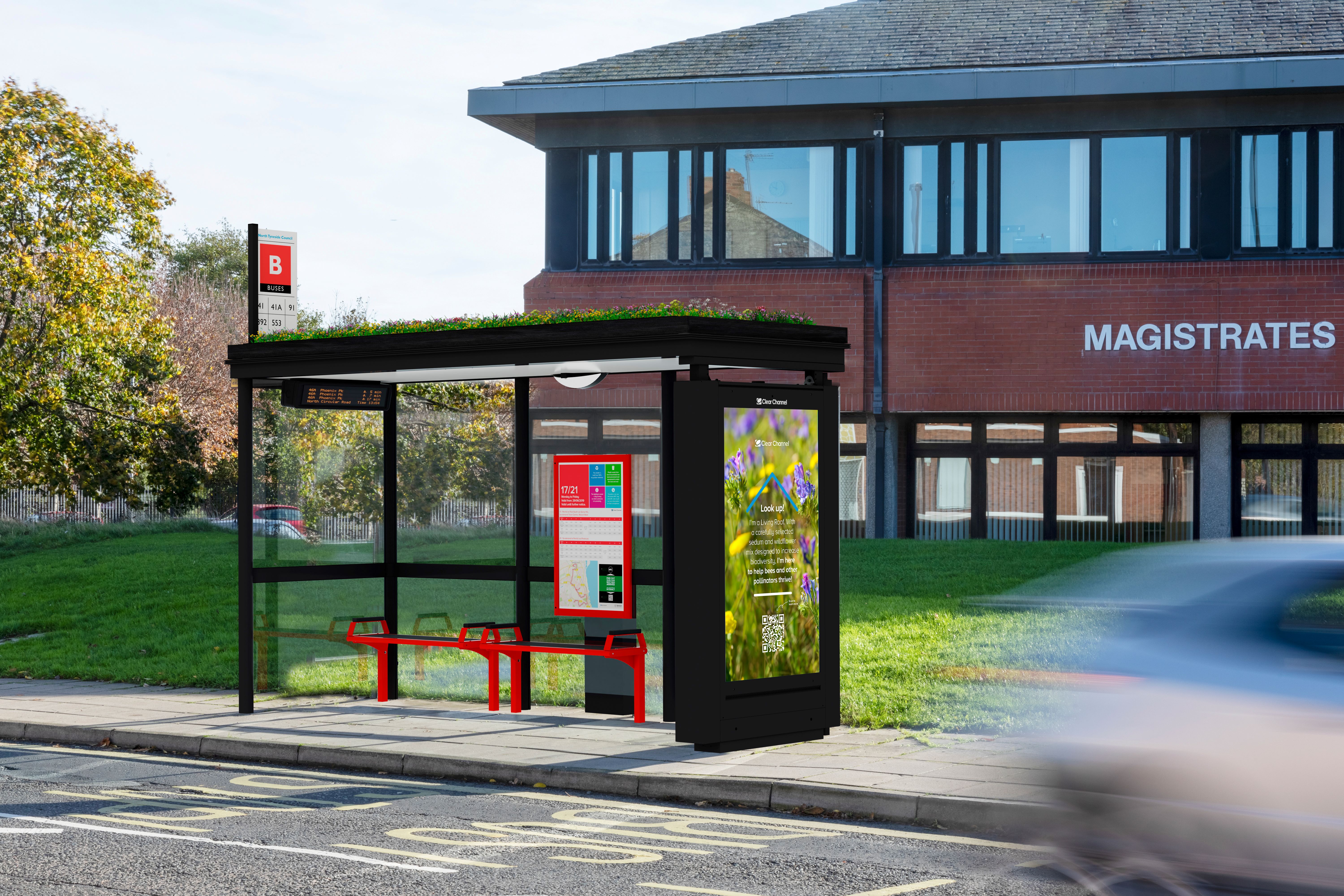 Visual of a new bus shelter to be installed in North Tyneside