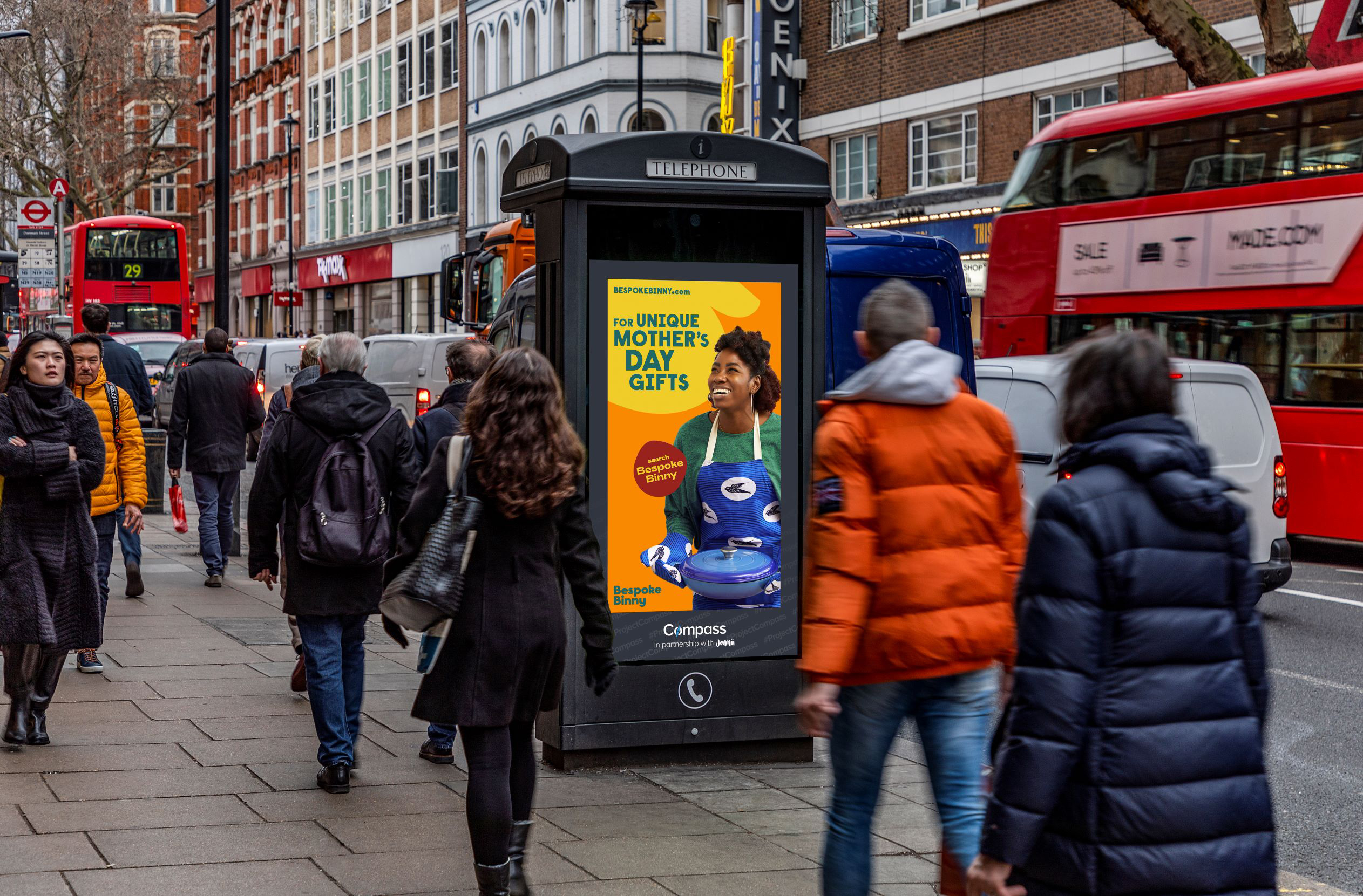 A Black-owned business - Bespoke Binny - advertised on a Bauer Media Outdoor screen