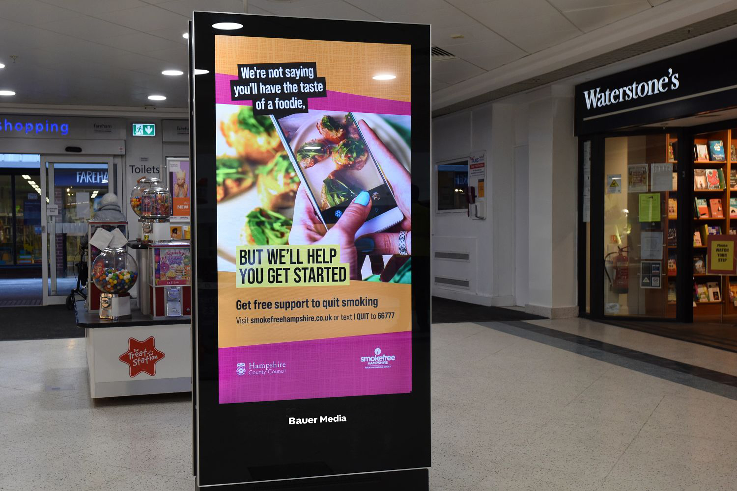 A digital screen campaign inside of a shopping centre