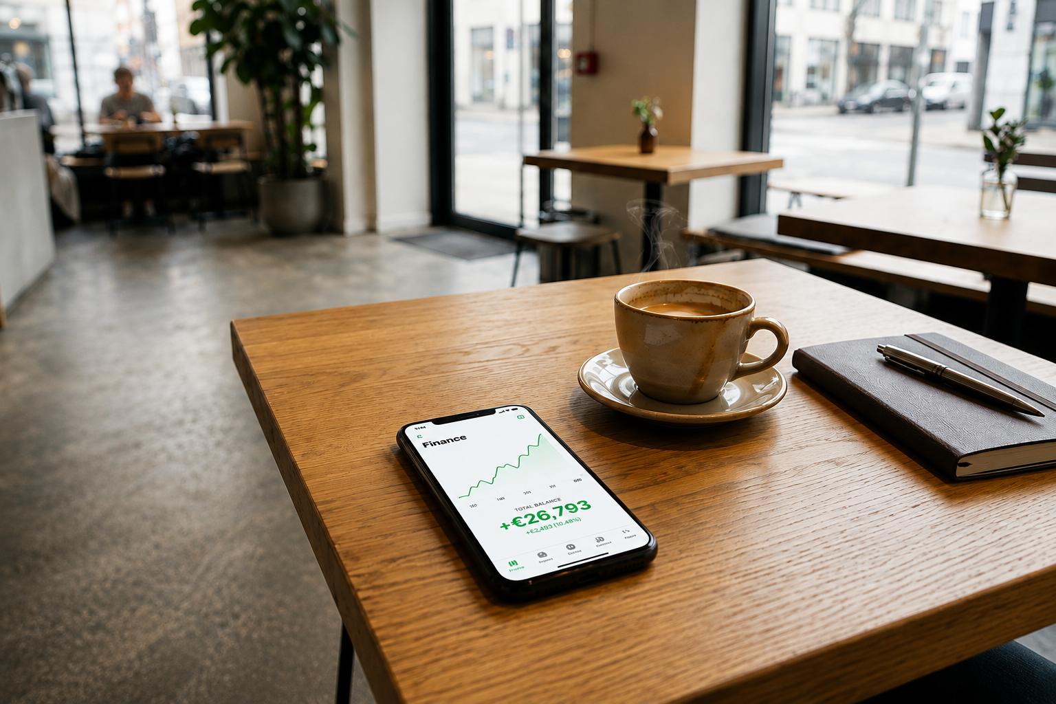 Placements générateurs de revenus passifs affichés sur un smartphone, avec l'évolution de leur valeur
