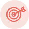 Simplicity icon: A bullseye target with an arrow hitting the center, symbolizing focus, clarity, and straightforward solutions.