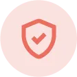 Security icon: A shield with a checkmark in the center, symbolizing protection, trust, and verified safety.