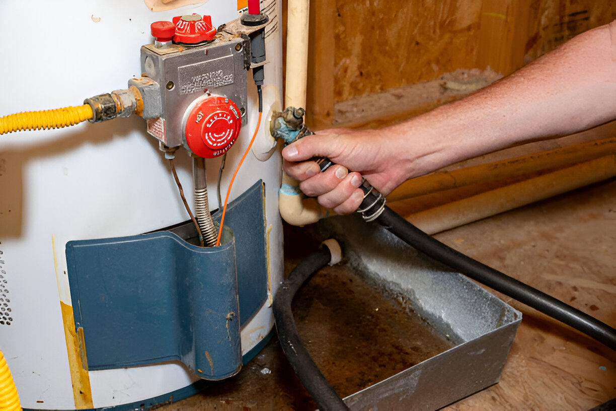 Water heater maintenance with hand adjusting valve and red control knob